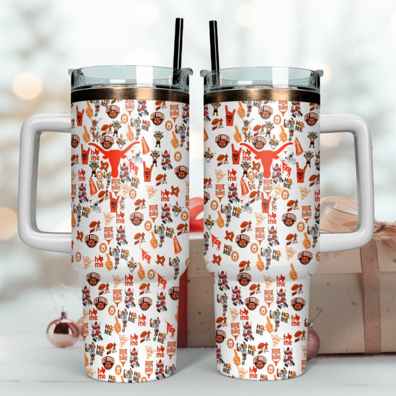 Texas Longhorns NCAA Sports Custom Stanley Quencher 40oz Stainless Steel Tumbler With Handle - Threewoofs - Image 4