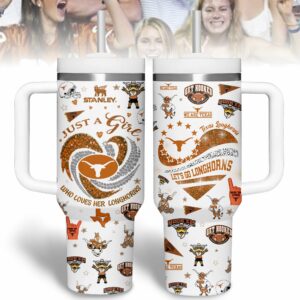 Texas Longhorns NCAA Sports Custom Stanley Quencher 40oz Stainless Steel Tumbler With Handle - Threewoofs