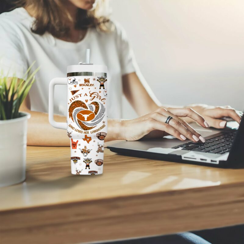 Texas Longhorns NCAA Sports Custom Stanley Quencher 40oz Stainless Steel Tumbler With Handle - Threewoofs - Image 2