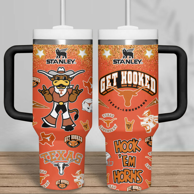 Texas Longhorns NCAA Sports Custom Stanley Quencher 40oz Stainless Steel Tumbler With Handle - Threewoofs - Image 3