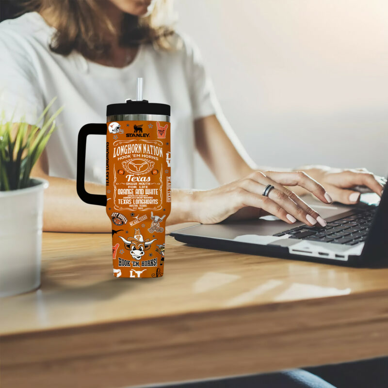Texas Longhorns NCAA Sports Custom Stanley Quencher 40oz Stainless Steel Tumbler With Handle - Threewoofs - Image 5