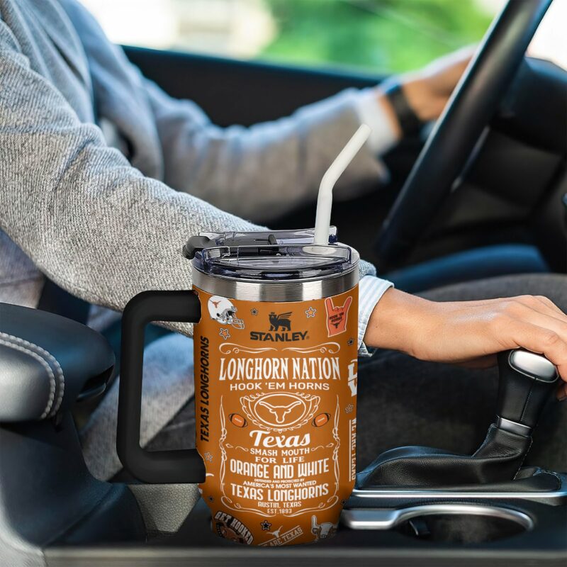 Texas Longhorns NCAA Sports Custom Stanley Quencher 40oz Stainless Steel Tumbler With Handle - Threewoofs - Image 2