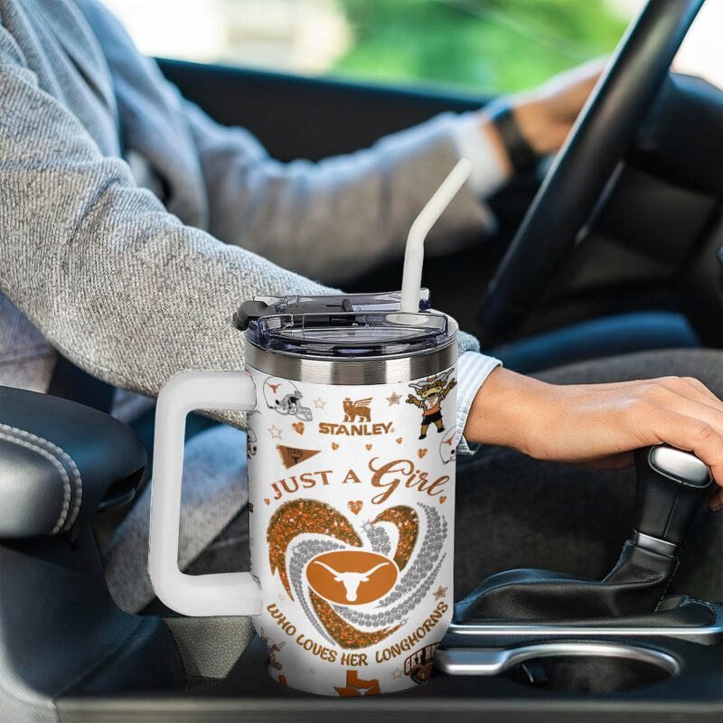 Texas Longhorns NCAA Sports Custom Stanley Quencher 40oz Stainless Steel Tumbler With Handle - Threewoofs - Image 4