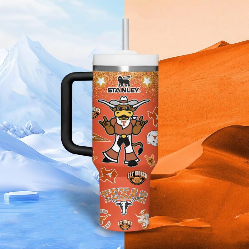 Texas Longhorns NCAA Sports Custom Stanley Quencher 40oz Stainless Steel Tumbler With Handle - Threewoofs - Image 4