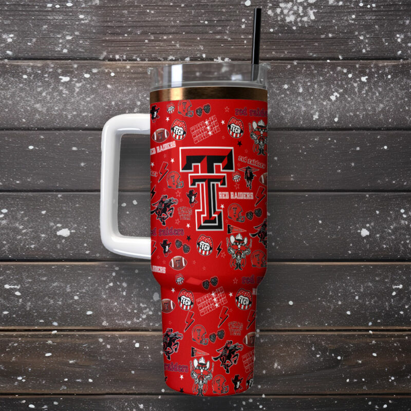Texas Tech Red Raiders NCAA Custom Stanley Quencher 40oz Stainless Steel Tumbler With Handle - Threewoofs - Image 2