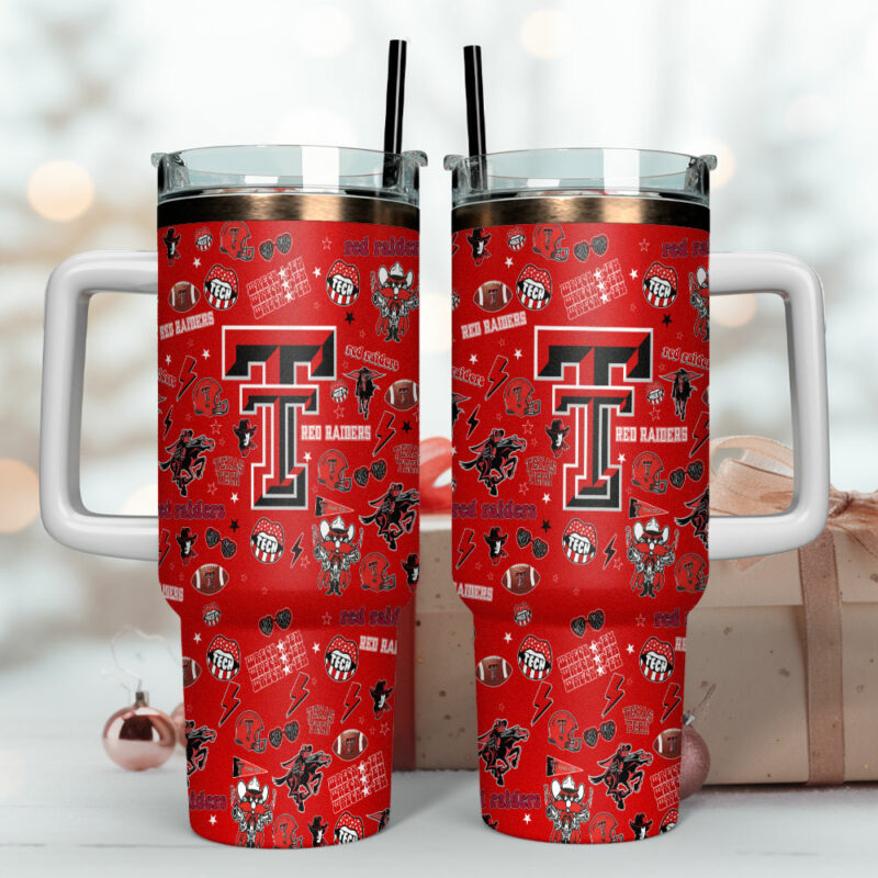Texas Tech Red Raiders NCAA Custom Stanley Quencher 40oz Stainless Steel Tumbler With Handle - Threewoofs - Image 4