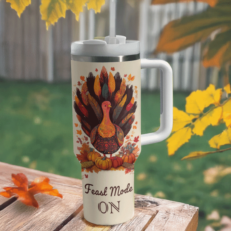Thanksgiving Party Custom Stanley Quencher 40oz Stainless Steel Tumbler With Handle - Threewoofs - Image 2