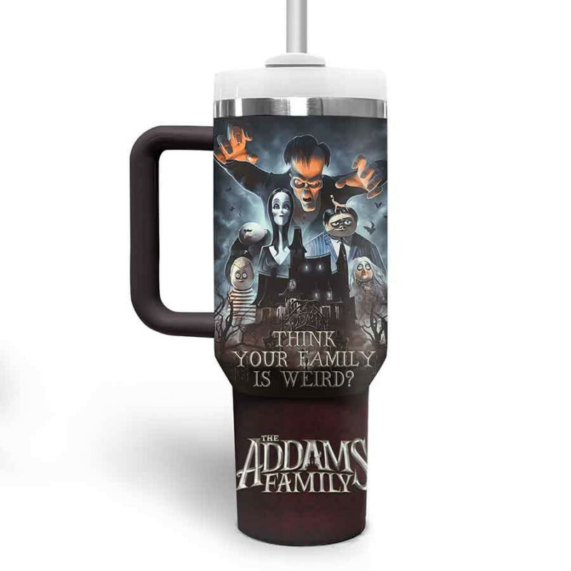 The Addams Family Movies Custom Stanley Quencher 40oz Stainless Steel Tumbler With Handle - Threewoofs - Image 3