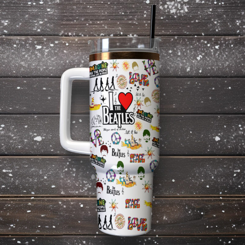 The Beatles Band Music Custom Stanley Quencher 40oz Stainless Steel Tumbler With Handle - Threewoofs - Image 2