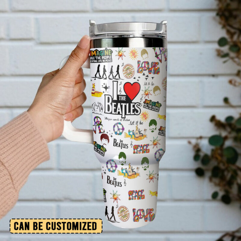 The Beatles Band Music Custom Stanley Quencher 40oz Stainless Steel Tumbler With Handle - Threewoofs - Image 3