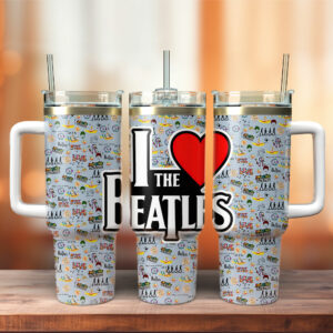 The Beatles Music Custom Stanley Quencher 40oz Stainless Steel Tumbler With Handle - Threewoofs