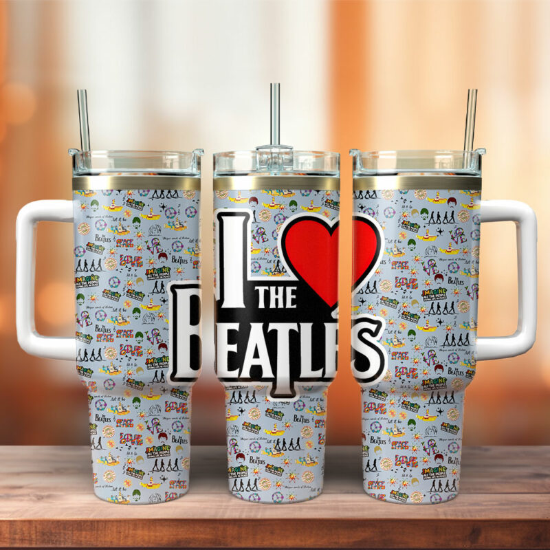 The Beatles Music Custom Stanley Quencher 40oz Stainless Steel Tumbler With Handle - Threewoofs