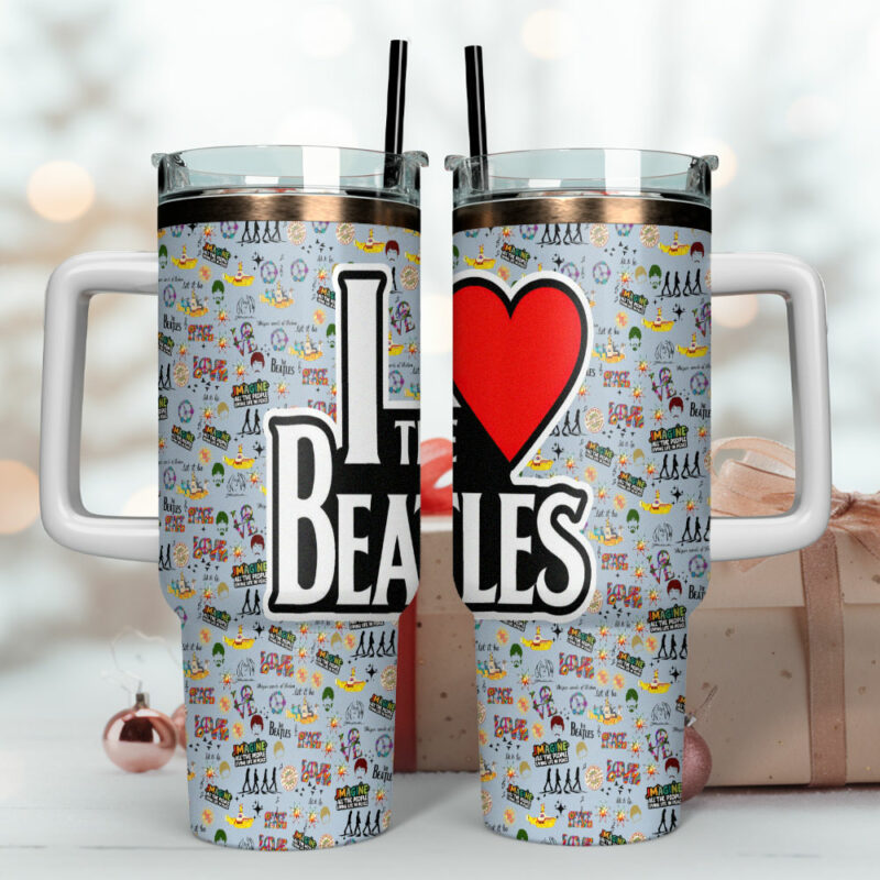 The Beatles Music Custom Stanley Quencher 40oz Stainless Steel Tumbler With Handle - Threewoofs - Image 4