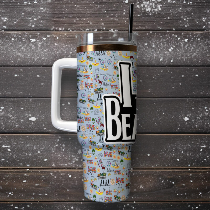 The Beatles Music Custom Stanley Quencher 40oz Stainless Steel Tumbler With Handle - Threewoofs - Image 2