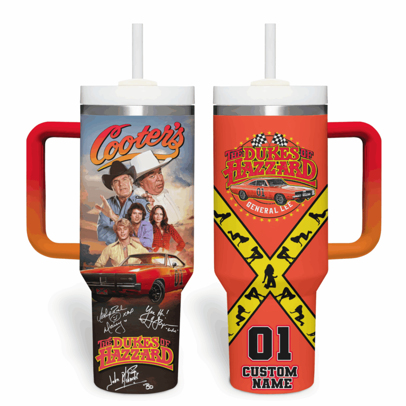 The Dukes of Hazzard Movies Custom Stanley Quencher 40oz Stainless Steel Tumbler With Handle - Threewoofs - Image 2