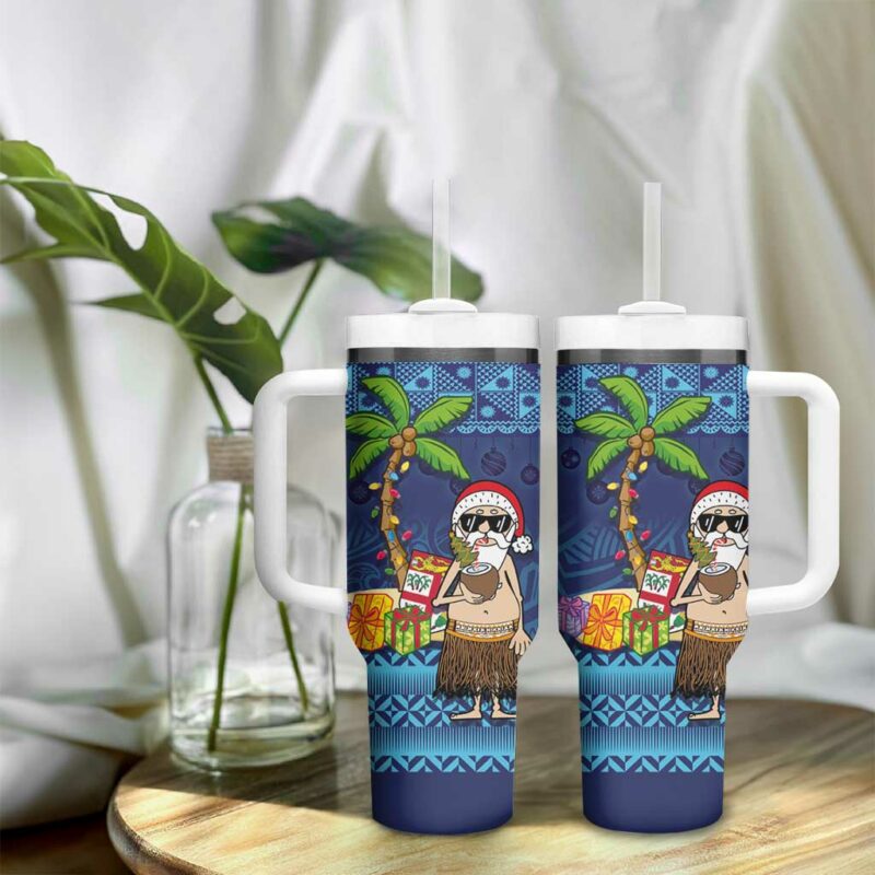 The Funny Santa Wears Sulu Christmas Fijian Christmas Palm Tree Custom Stanley Quencher 40oz Stainless Steel Tumbler With Handle - Threewoofs - Image 9