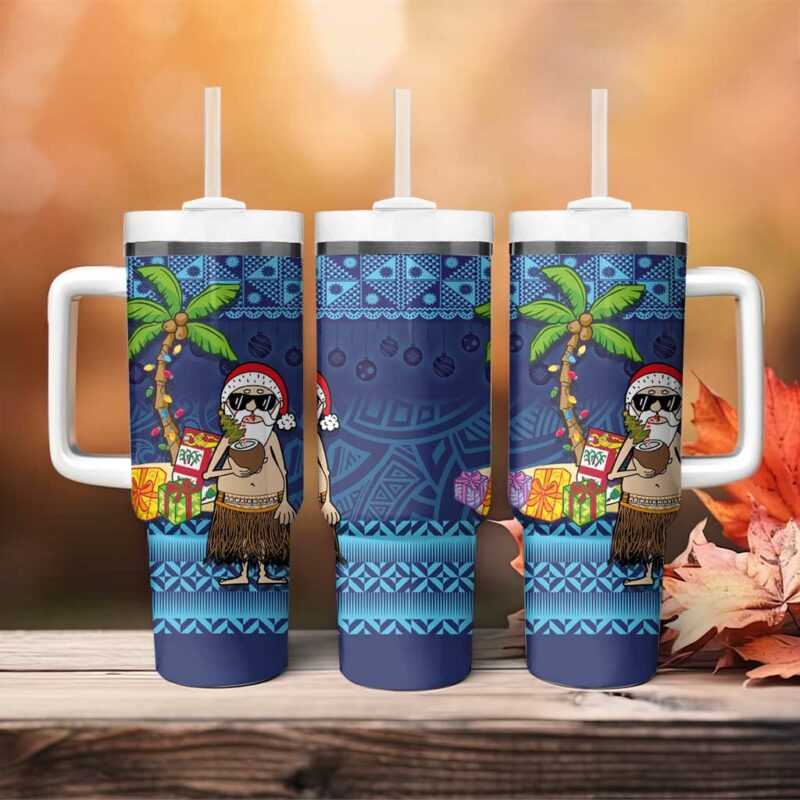 The Funny Santa Wears Sulu Christmas Fijian Christmas Palm Tree Custom Stanley Quencher 40oz Stainless Steel Tumbler With Handle - Threewoofs - Image 4