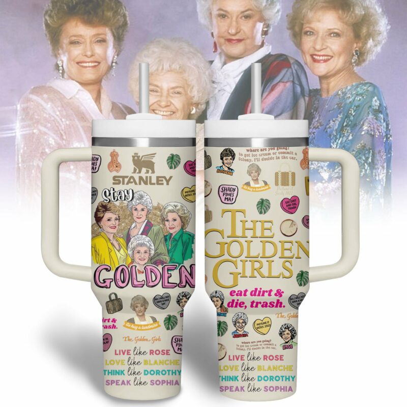The Golden Girls TV Series Custom Stanley Quencher 40oz Stainless Steel Tumbler With Handle - Threewoofs