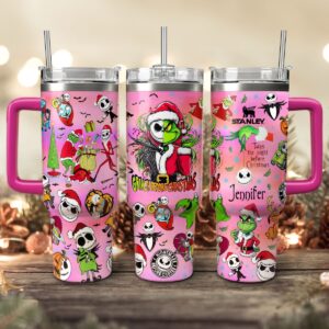 The Grinch And Friend Movies Christmas Custom Stanley Quencher 40oz Stainless Steel Tumbler With Handle - Threewoofs