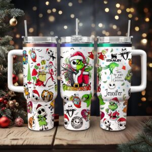 The Grinch And Friend Movies Christmas Custom Stanley Quencher 40oz Stainless Steel Tumbler With Handle - Threewoofs