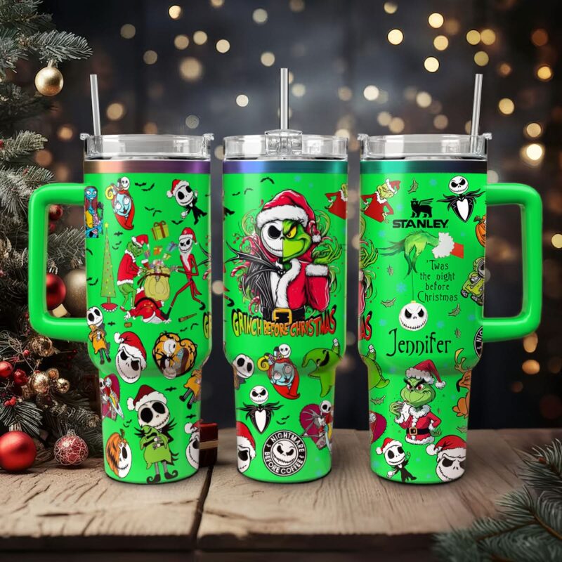 The Grinch And Friend Movies Christmas Custom Stanley Quencher 40oz Stainless Steel Tumbler With Handle - Threewoofs