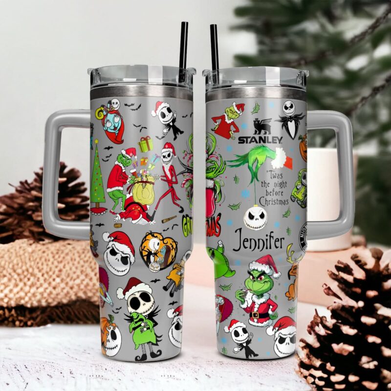 The Grinch And Friend Movies Christmas Custom Stanley Quencher 40oz Stainless Steel Tumbler With Handle - Threewoofs