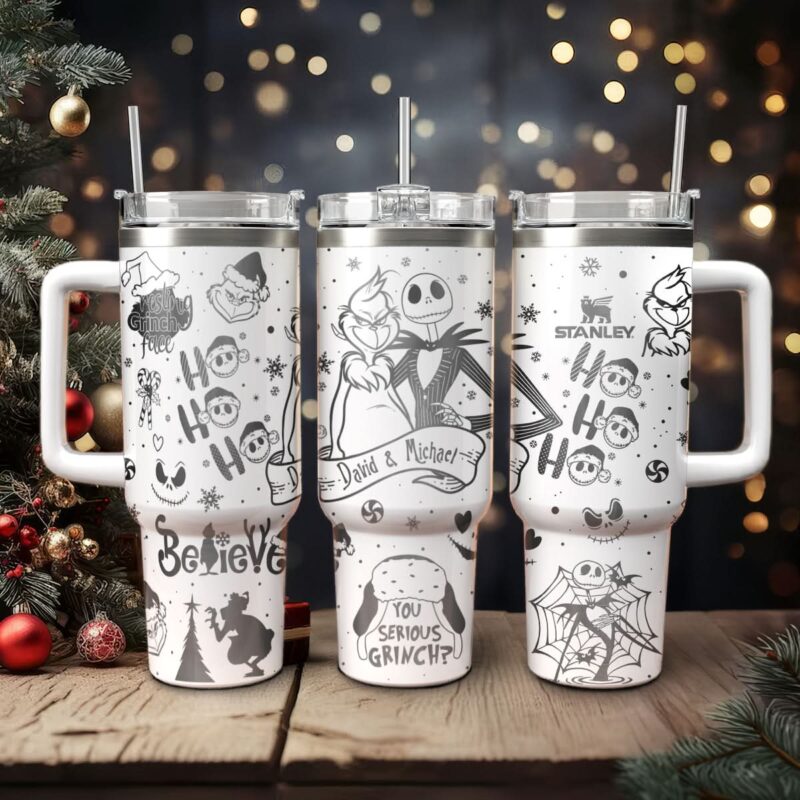 The Grinch And Friend Movies Christmas Custom Stanley Quencher 40oz Stainless Steel Tumbler With Handle - Threewoofs