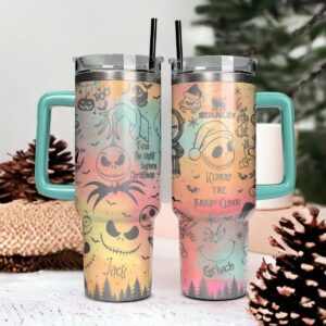 The Grinch And Friend Movies Custom Stanley Quencher 40oz Stainless Steel Tumbler With Handle - Threewoofs