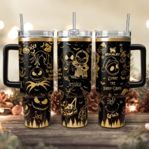 The Grinch And Friend Movies Custom Stanley Quencher 40oz Stainless Steel Tumbler With Handle - Threewoofs
