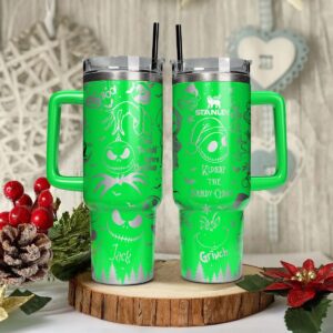 The Grinch And Friend Movies Custom Stanley Quencher 40oz Stainless Steel Tumbler With Handle - Threewoofs
