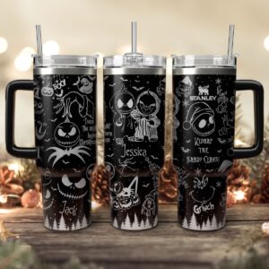 The Grinch And Friend Movies Custom Stanley Quencher 40oz Stainless Steel Tumbler With Handle - Threewoofs