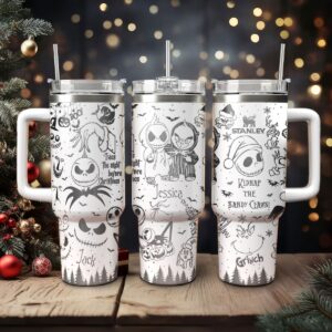 The Grinch And Friend Movies Custom Stanley Quencher 40oz Stainless Steel Tumbler With Handle - Threewoofs
