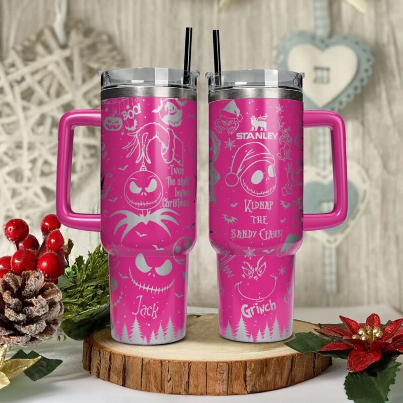 The Grinch And Friend Movies Custom Stanley Quencher 40oz Stainless Steel Tumbler With Handle - Threewoofs