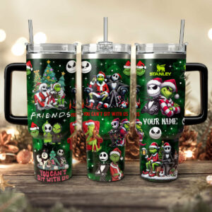 The Grinch And Friends Movies Christmas Custom Stanley Quencher 40oz Stainless Steel Tumbler With Handle - Threewoofs