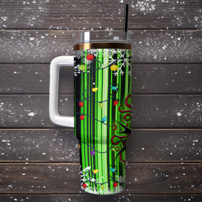 The Grinch and Jack Skellington Movies Christmas Custom Stanley Quencher 40oz Stainless Steel Tumbler With Handle - Threewoofs - Image 4