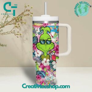 Vibrant Grinch Tropical Drink Tumbler with Straw - Perfect for Summer Sipping