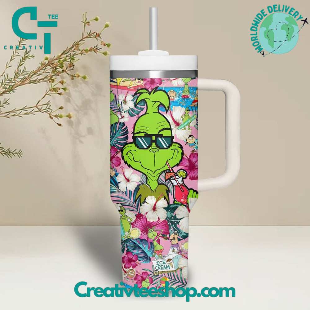 Vibrant Grinch Tropical Drink Tumbler with Straw - Perfect for Summer Sipping