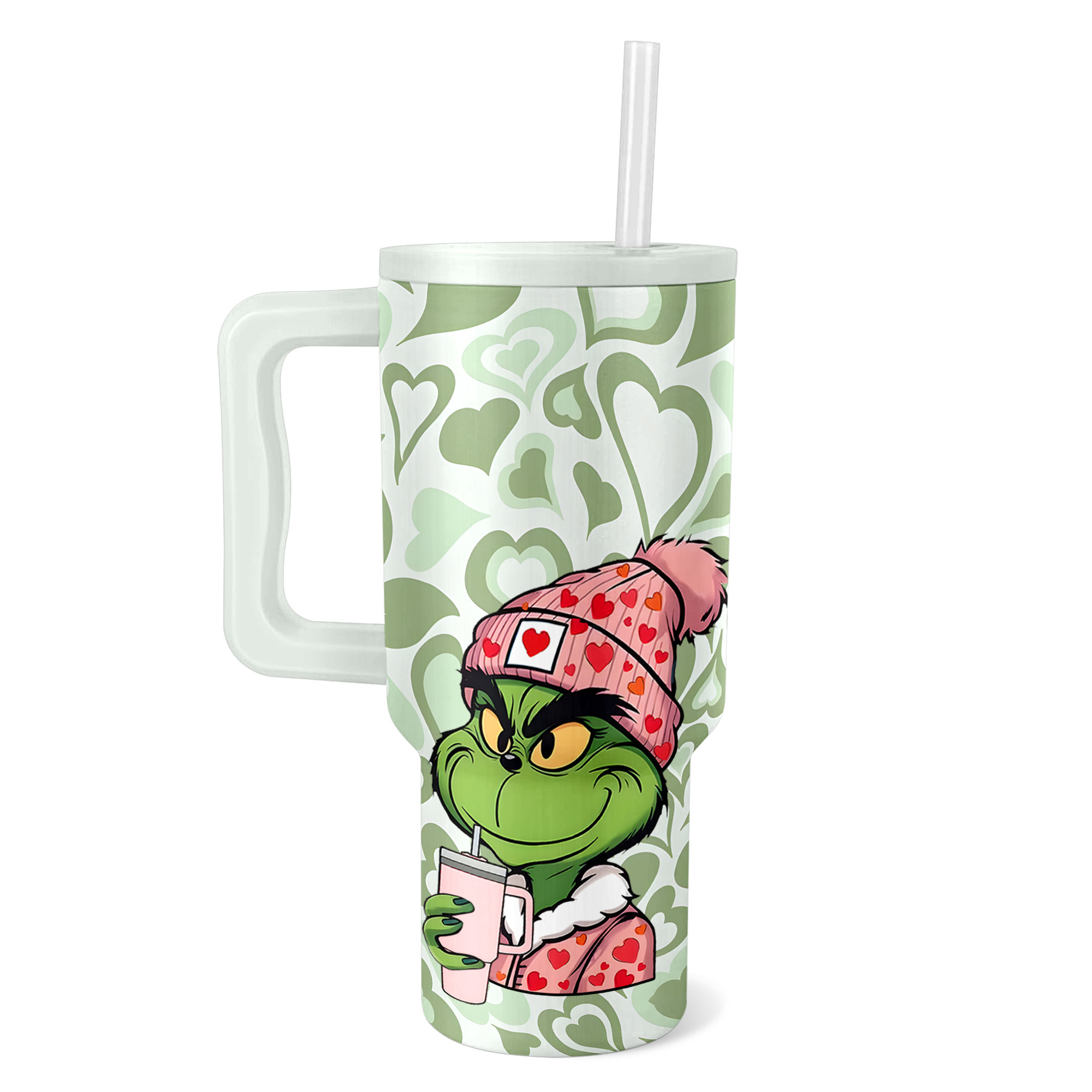 Custom Valentine's Day Grinch Tumbler - Personalized Gift with Heart Design - Image 3
