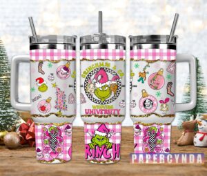 Festive Grinchmas Tumbler with Straw - Whoville University Design