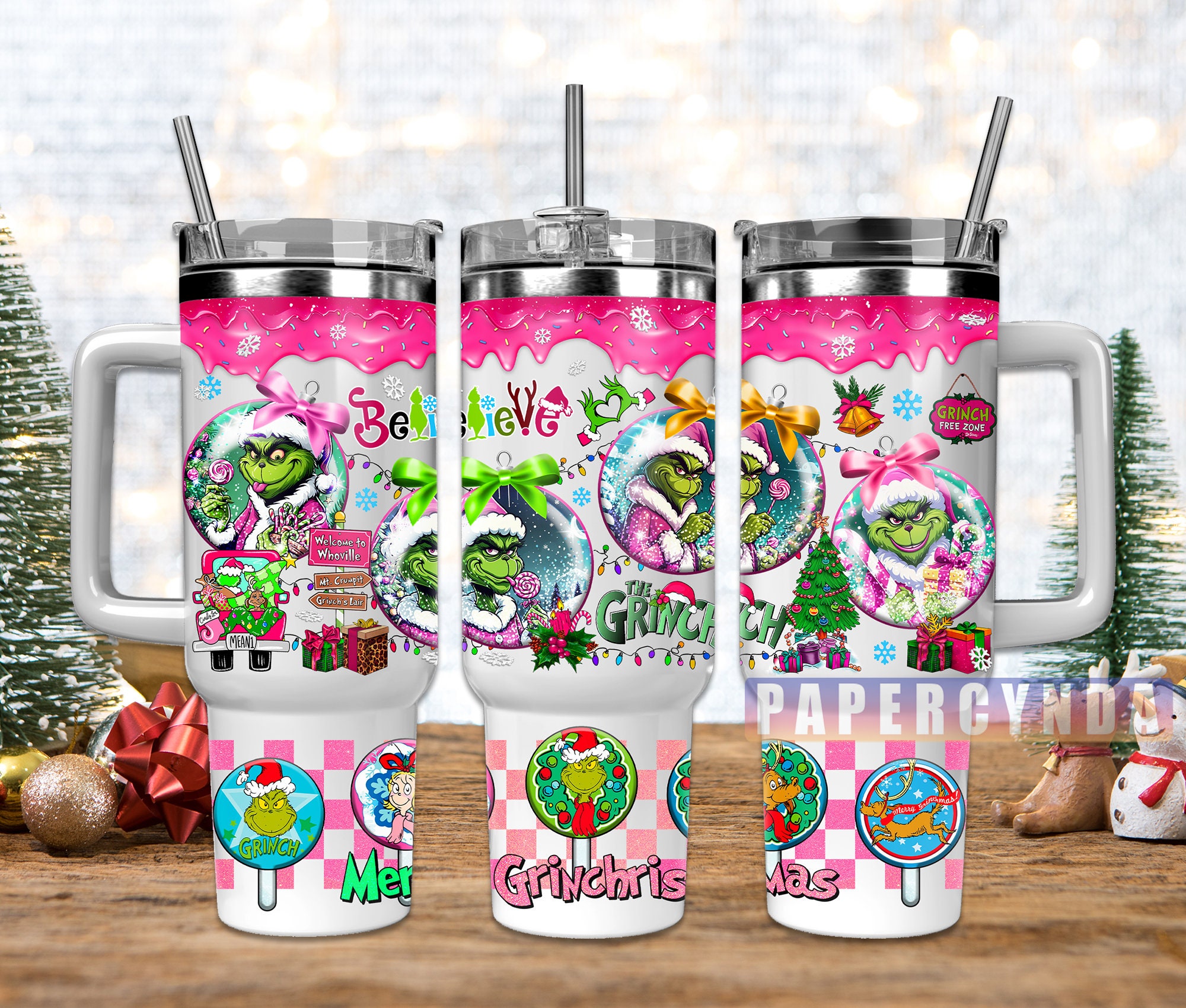 Festive Grinch Christmas Tumbler - Holiday Cheer in Every Sip