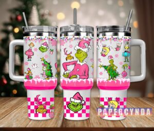 Festive Holiday Grinch Tumbler - Double-Walled Insulated Mug with Straw