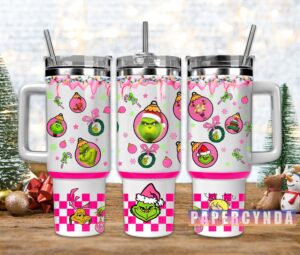 Festive Holiday Travel Mug with Fun Green Character Design - Perfect Christmas Gift