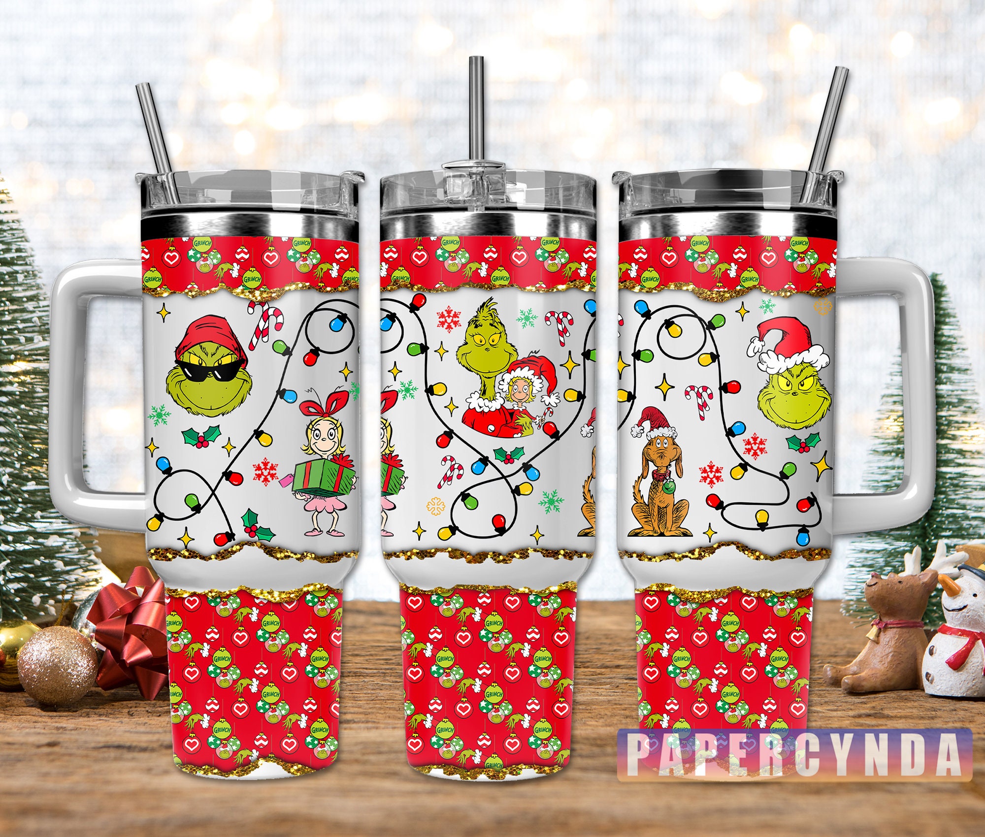 Festive Grinch-Themed Holiday Tumbler with Straw - Perfect for Christmas Cheer