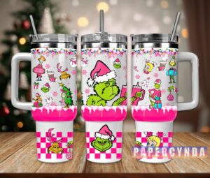 Festive Grinch-Themed Holiday Tumbler with Straw - Perfect for Christmas Cheer!