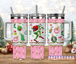 Festive Holiday Tumbler with Straw - Grinchmas Edition, 40oz