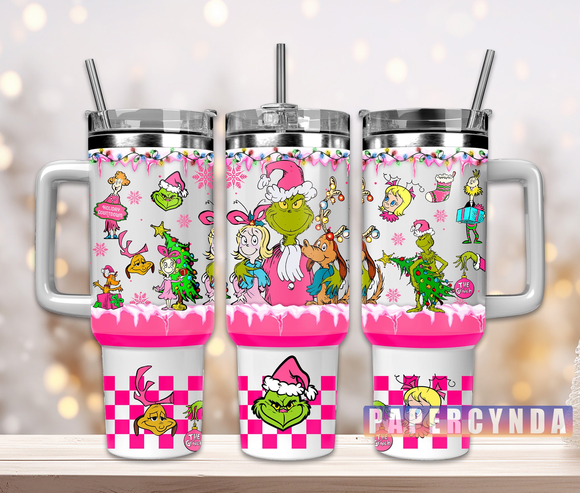 Festive Holiday Grinch Tumbler with Straw - Perfect Christmas Gift