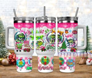 Festive Grinch-Themed Holiday Tumbler with Straw - Perfect Christmas Gift