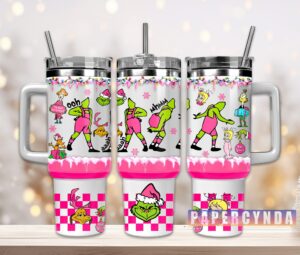 Festive Grinch-Themed Insulated Travel Mug with Straw - Perfect Holiday Gift!