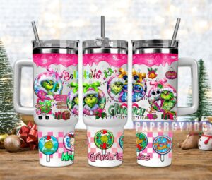 Festive Grinch Holiday Tumbler - Insulated Christmas Travel Mug with Straw