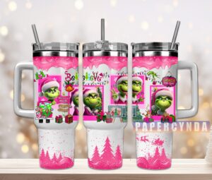 Festive Grinch Tumbler with Handle - Perfect for Holiday Cheer